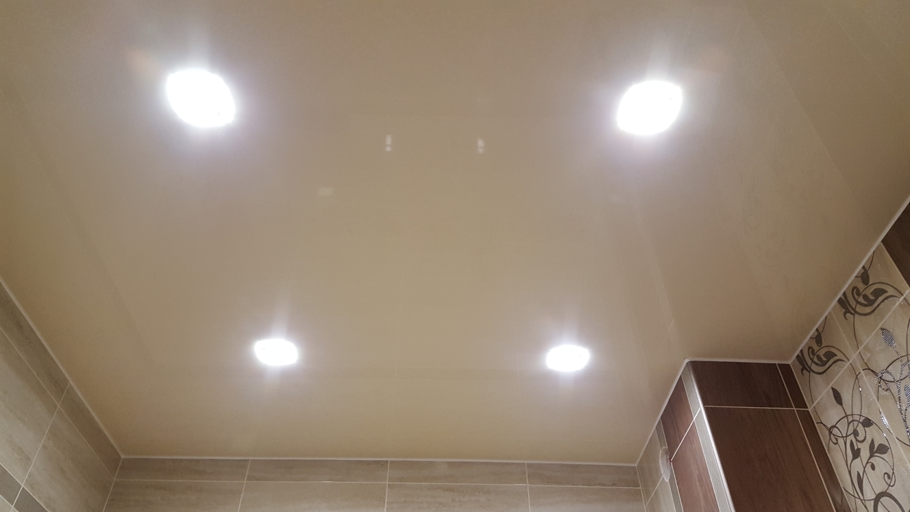 Матовый натяжной потолок в ванную <br>