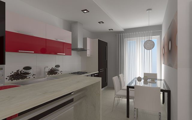 Матовый натяжной потолок на кухню <br>